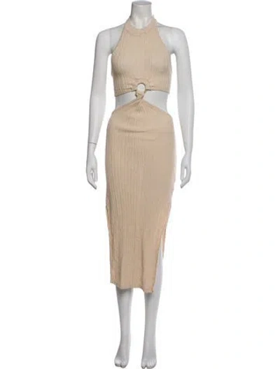 Pre-owned L'academie Halterneck Long Dress In Neutral
