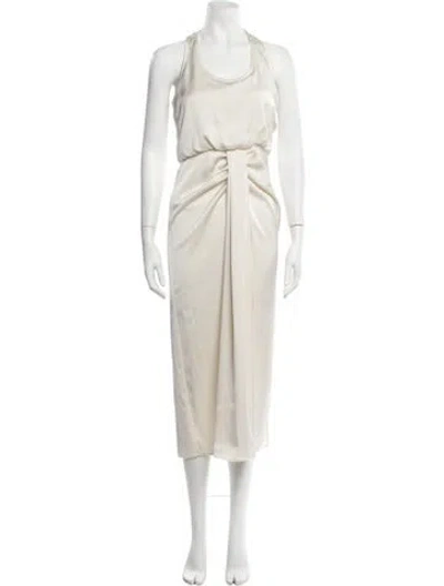 Pre-owned L'academie Halterneck Midi Length Dress In Neutrals