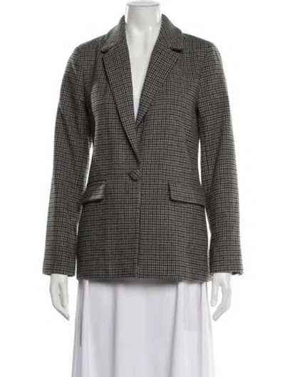 Pre-owned L'academie Houndstooth Print Blazer In Grey