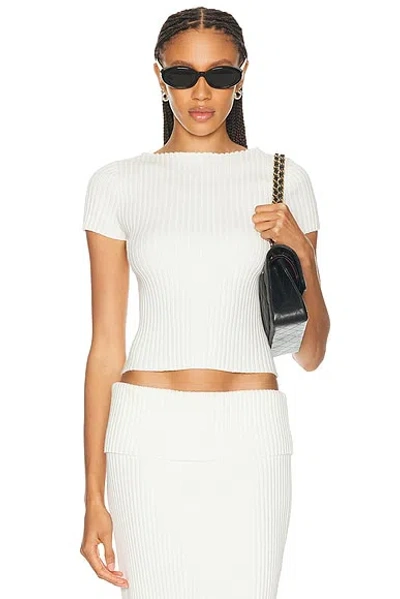 L'academie Jordin Short Sleeve Rib Top In White