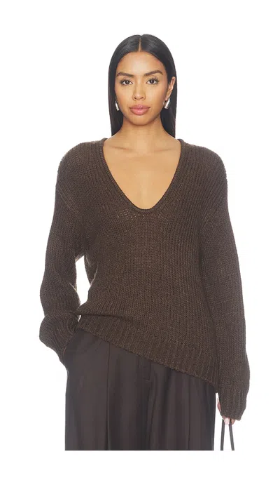 L'academie Kindall V Neck Sweater In Brown