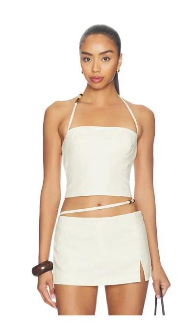 L'academie Kora Linen Top In White