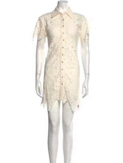 Pre-owned L'academie Lace Mini Dress In Neutrals