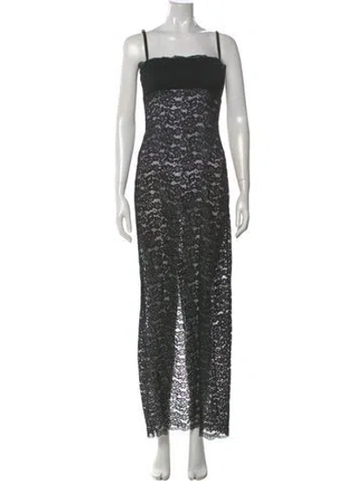 Pre-owned L'academie Lace Pattern Long Dress In Black