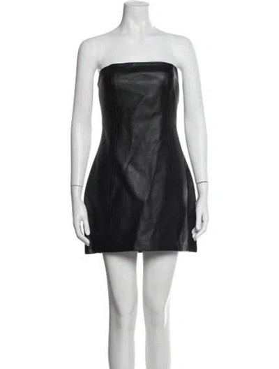 Pre-owned L'academie Lamb Leather Mini Dress In Black