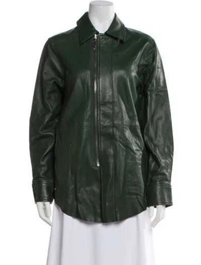 Pre-owned L'academie Leather Jacket In Green