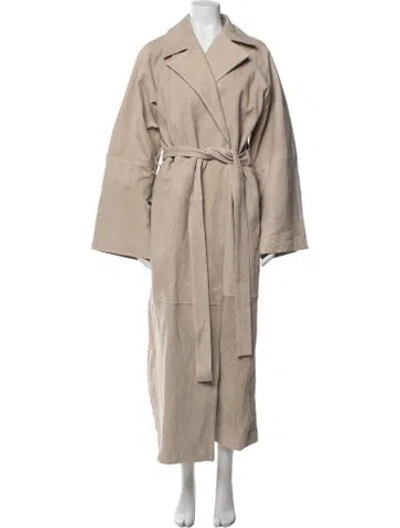 Pre-owned L'academie Leather Trench Coat W/ Tags In Neutrals
