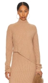 L'academie Leola Mock Neck Sweater In Camel