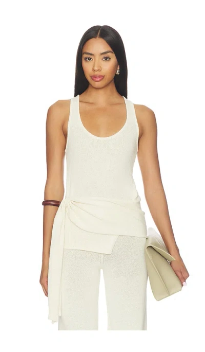 L'academie Lilyann Drape Tank In White