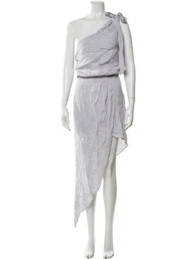 Pre-owned L'academie Linen Long Dress In Gray
