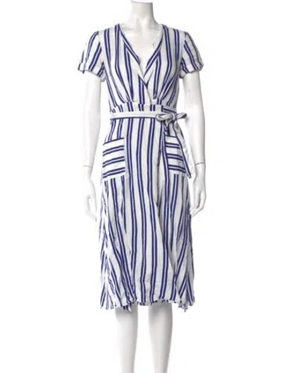 Pre-owned L'academie Linen Midi Length Dress In Multi
