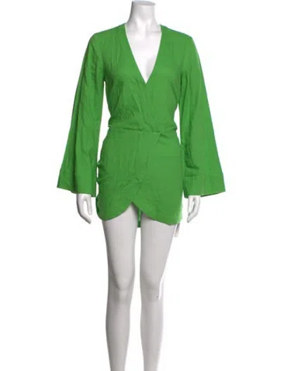 Pre-owned L'academie Linen Mini Dress In Green