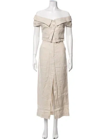 Pre-owned L'academie Linen Pant Set In Neutrals