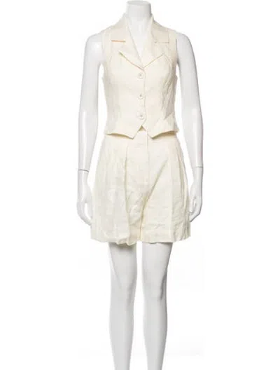 Pre-owned L'academie Linen Short Set In Neutrals