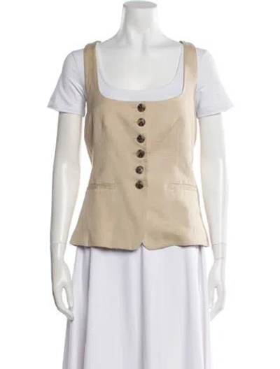 Pre-owned L'academie Linen Vest In Neutral
