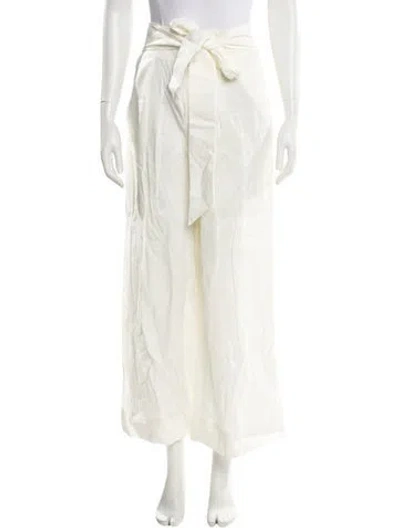 Pre-owned L'academie Linen Wide Leg Pants In White