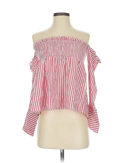 Pre-owned L'academie Los Angeles 3/4 Sleeve Blouse In Red
