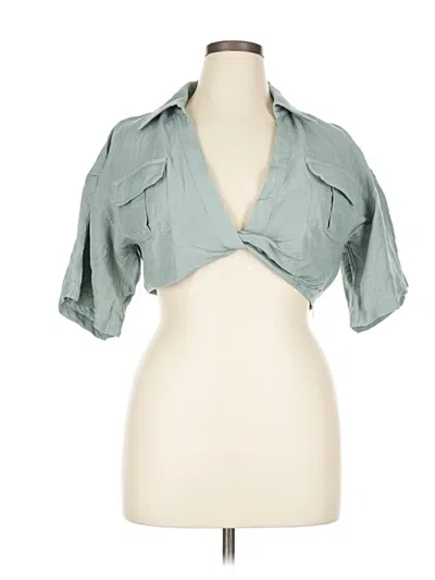 Pre-owned L'academie Los Angeles Short Sleeve Blouse In Green