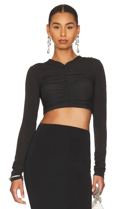L'academie Mae Crop Top In Black
