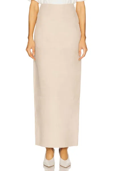 L'academie Marianna Kofi Suede Maxi Skirt In Beige Gray In Nude