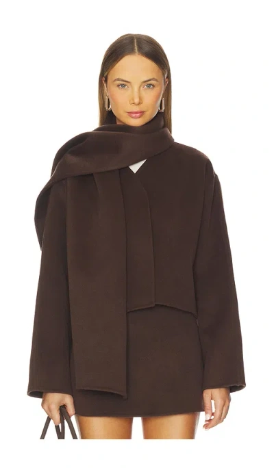 L'academie Milly Wool Jacket In Chocolate Brown