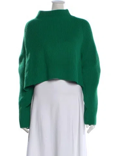 Pre-owned L'academie Mock Neck Sweater In Green