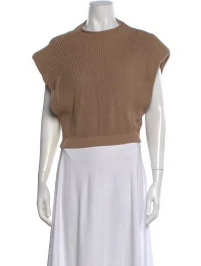 Pre-owned L'academie Mock Neck Sweater In Neutral