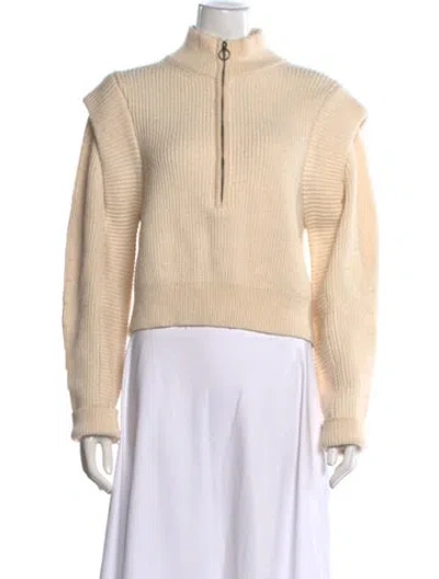 Pre-owned L'academie Mock Neck Sweater In Neutrals