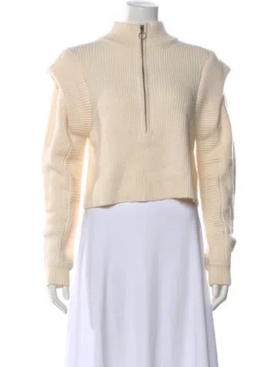 Pre-owned L'academie Mock Neck Sweater In White