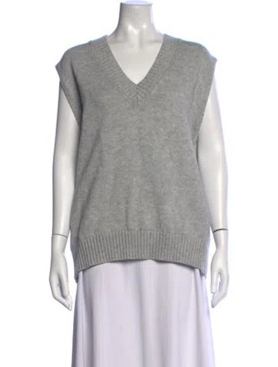 Pre-owned L'academie Nylon V-neck Sweater In Grey