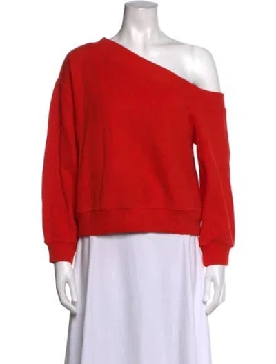 Pre-owned L'academie Off-the-shoulder Sweater In Orange/red