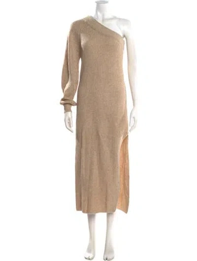 Pre-owned L'academie One-shoulder Long Dress W/ Tags In Neutral