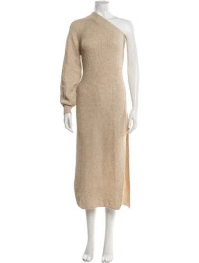 Pre-owned L'academie One-shoulder Midi Length Dress In Neutral