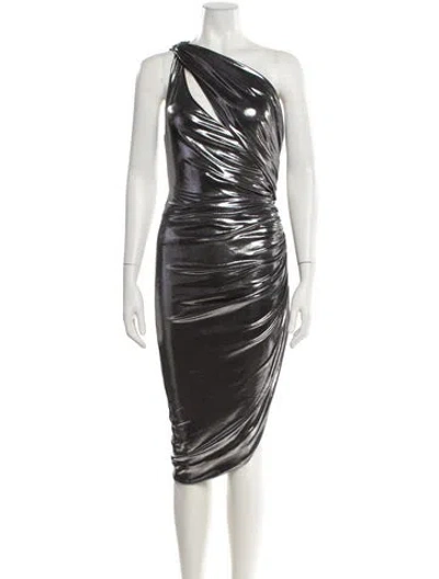 Pre-owned L'academie One-shoulder Midi Length Dress W/ Tags In Silver