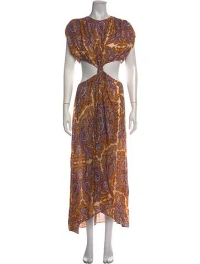 Pre-owned L'academie Paisley Print Long Dress In Purple