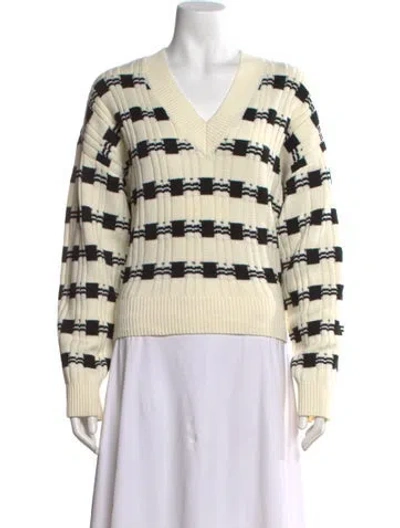 Pre-owned L'academie Patterned V-neck Sweater In Neutral