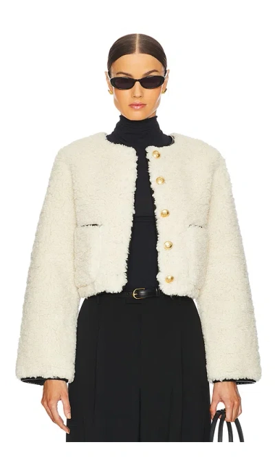 L'academie Pauchet Reversible Faux Sherpa Jacket In Beige & Black