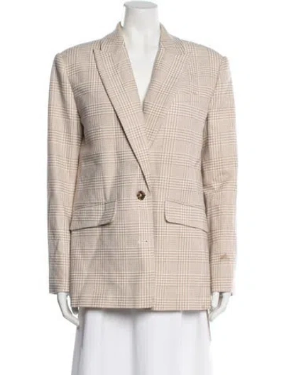 Pre-owned L'academie Plaid Print Blazer In Neutral