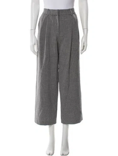 Pre-owned L'academie Plaid Print Wide Leg Pants In Gray