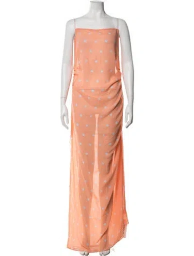 Pre-owned L'academie Polka Dot Print Long Dress In Orange