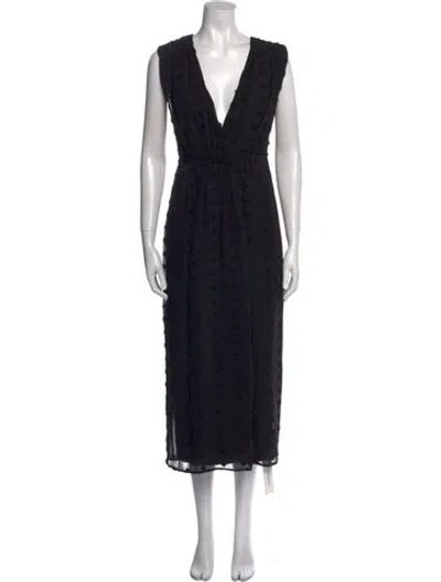 Pre-owned L'academie Printed Long Dress In Black