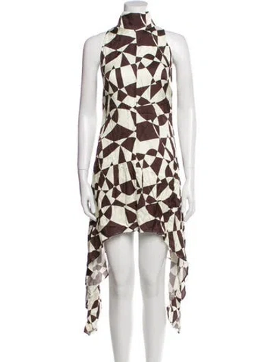 Pre-owned L'academie Printed Long Dress W/ Tags In Neutral