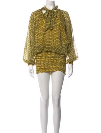 Pre-owned L'academie Printed Mini Dress In Black/yellow