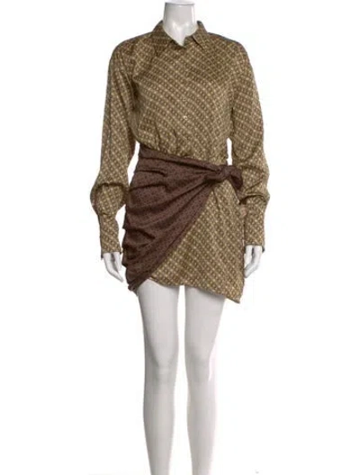 Pre-owned L'academie Printed Mini Dress In Neutral