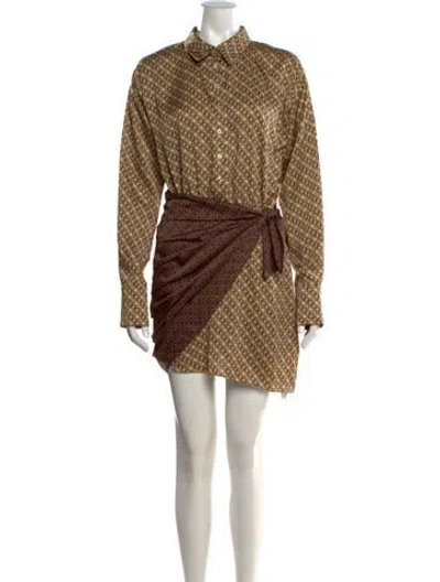 Pre-owned L'academie Printed Mini Dress In Neutral