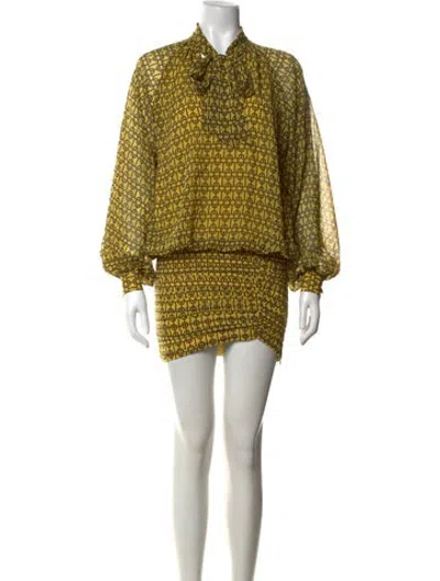 Pre-owned L'academie Printed Mini Dress W/ Tags In Black/yellow