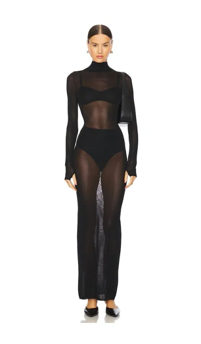 L'academie Reyes Maxi Knit Dress In Black