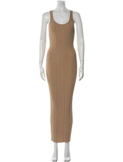 Pre-owned L'academie Scoop Neck Long Dress In Neutral