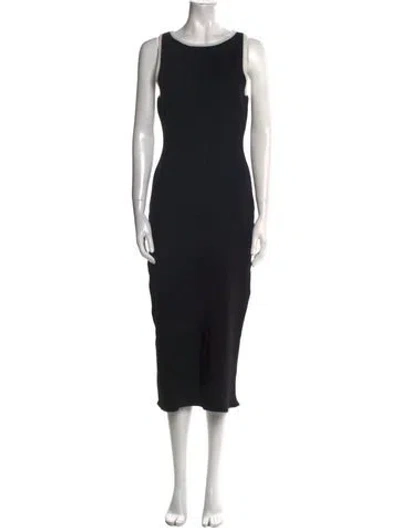 Pre-owned L'academie Scoop Neck Midi Length Dress In Black