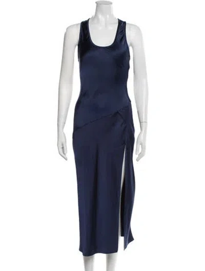 Pre-owned L'academie Scoop Neck Midi Length Dress In Blue